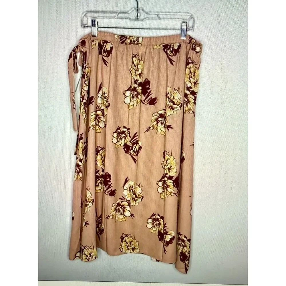 NWT Abound Maxi Floral Print Wrap Skirt LARGE !